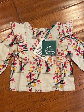 NWT Little Green Radicals Winter Blossom Classic Ruffle Top 9-12 m